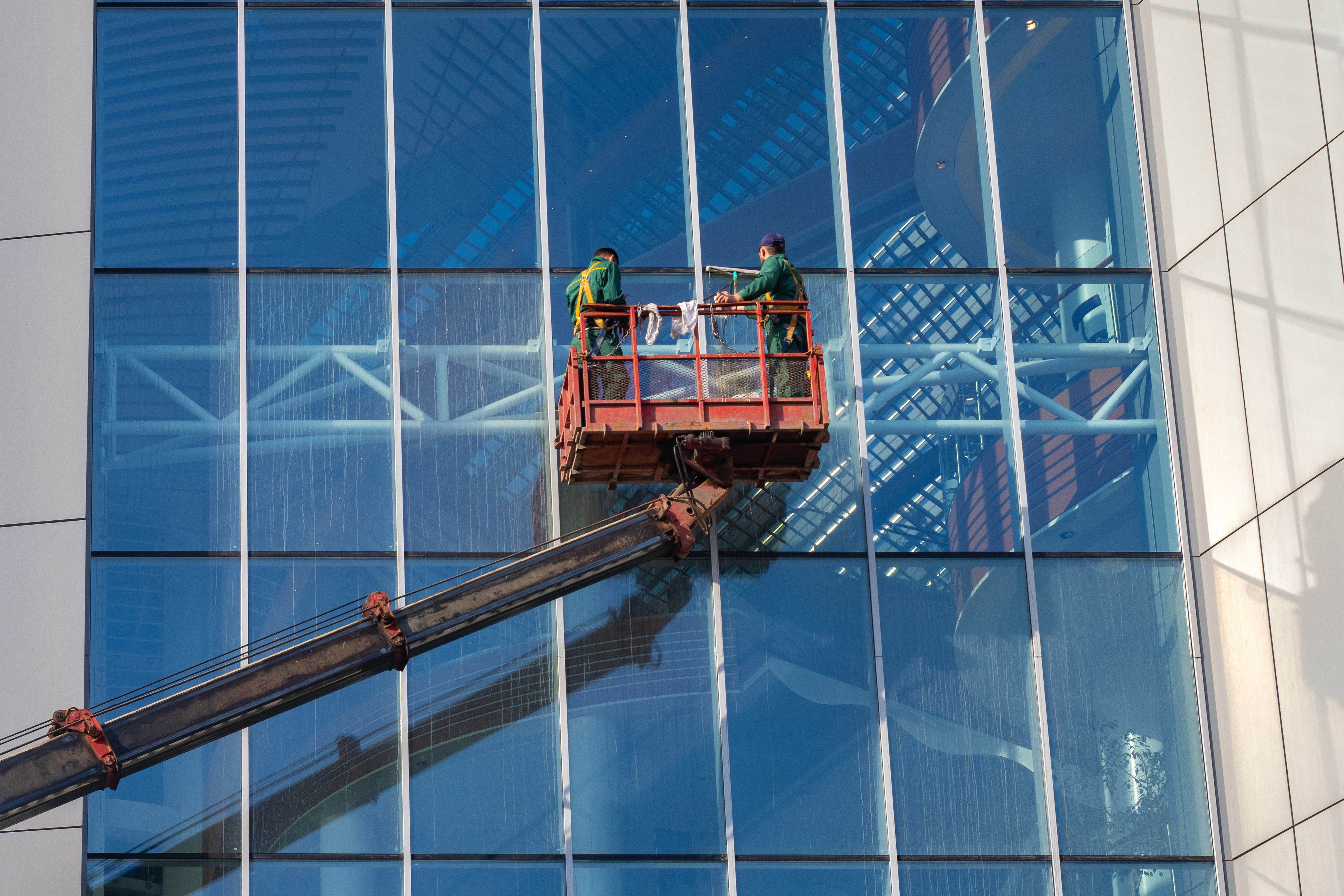 Two commercial window washers - Window Ninjas offers professional services for commercial buildings.