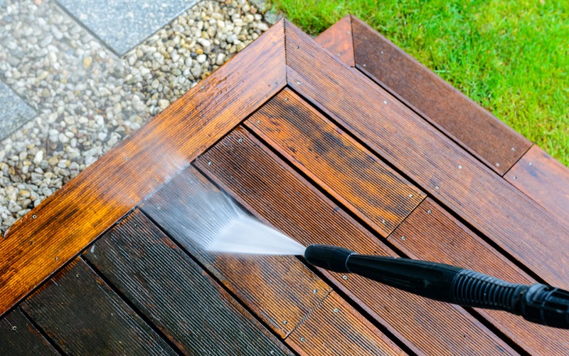 An image of deck power washing - book with Window Ninjas today.